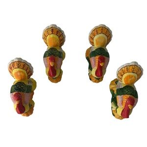 Ceramic Napkin Rings Thanksgiving Turkey Set Of Four Holiday Home Decor